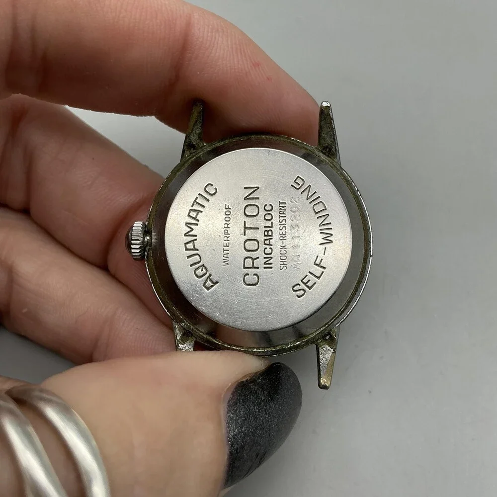 Vintage Croton Aquamatic Incabloc Mens Watch 31mm Cream Dial Automatic